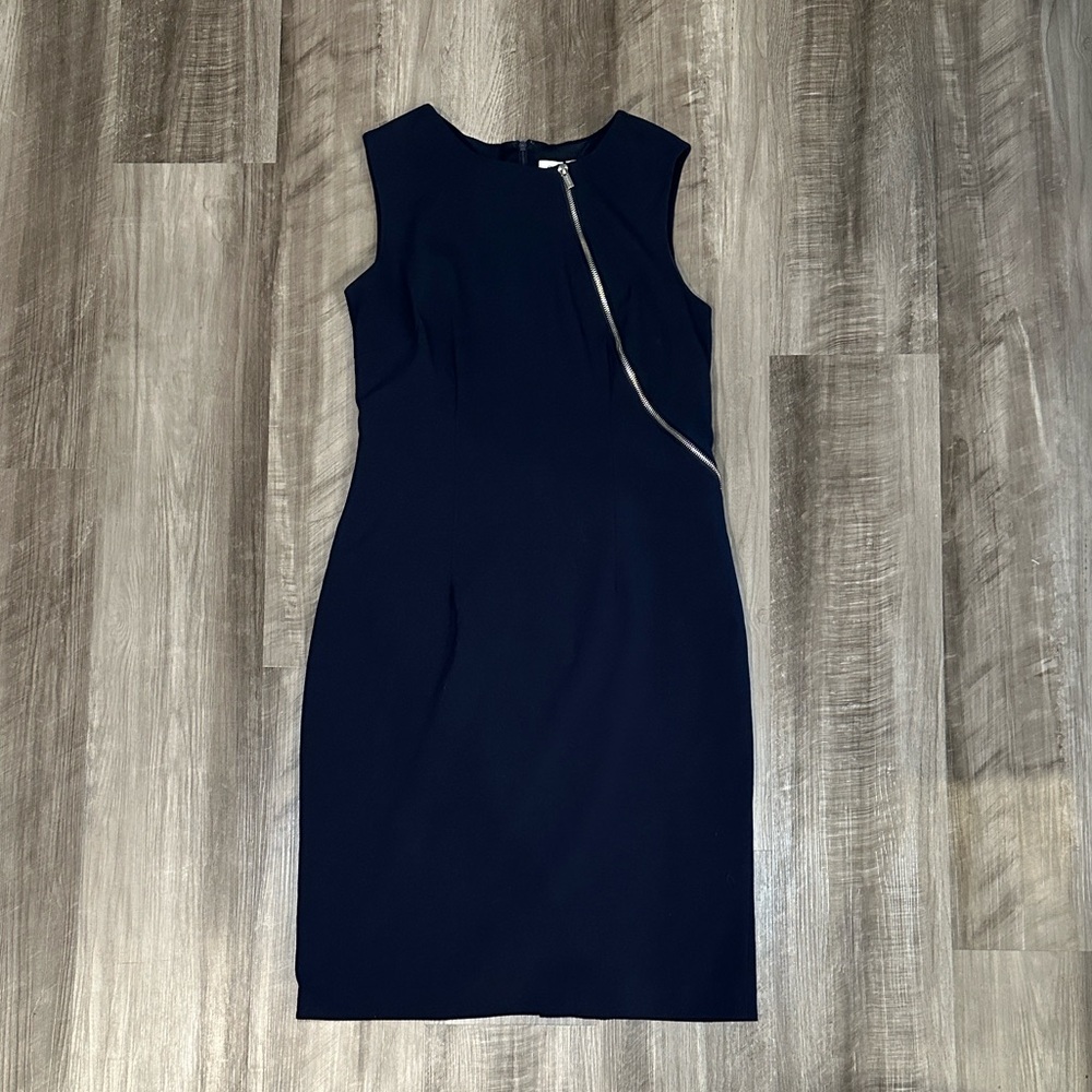 Calvin Klein Midnight Navy Asymmetrical Zip Dress - 6